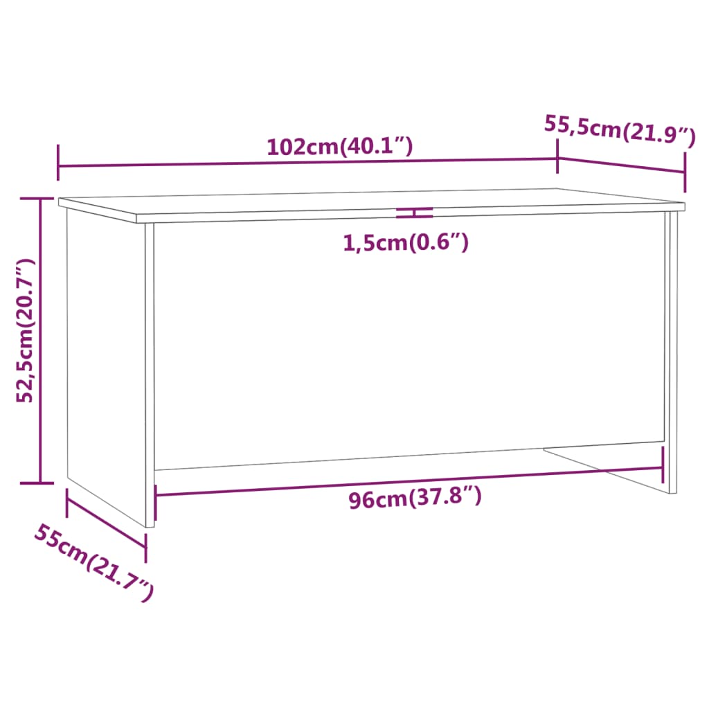 vidaXL Stolić za kavu sivi hrast 102x55,5x52,5 cm konstruirano drvo