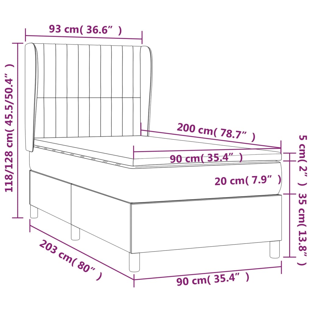 vidaXL Krevet s oprugama i madracem smeđesivi 90x200 cm od tkanine