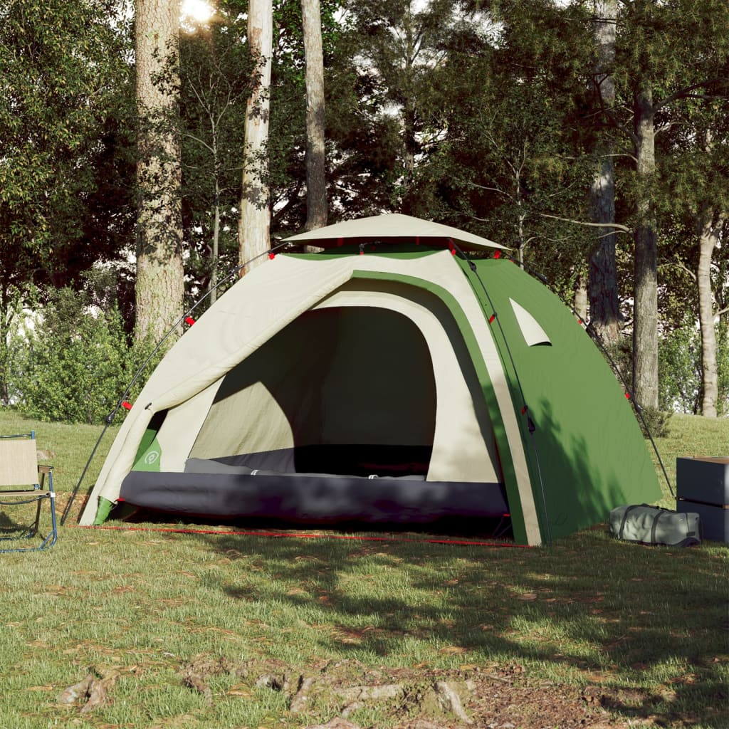 vidaXL Kupolasti šator za kampiranje za 3 osoba zeleni brzo otpuštanje
