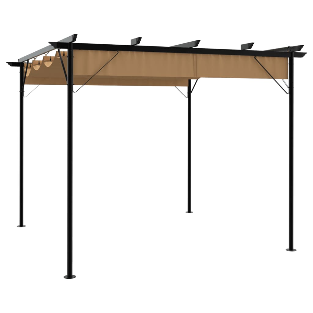 vidaXL Pergola s pomičnim krovom smeđe-siva 3 x 3 m čelična 180 g/m²