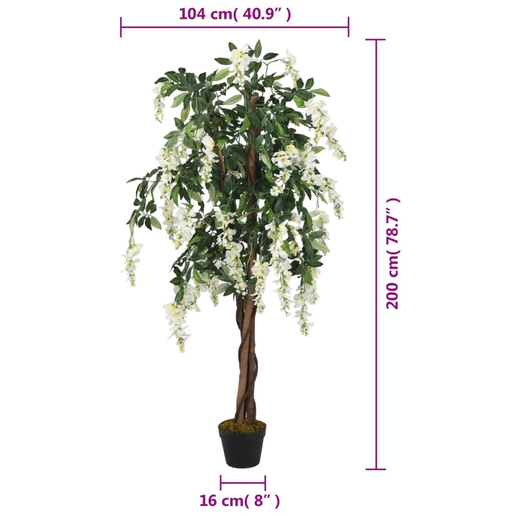 vidaXL Umjetno stablo glicinije 1470 listova 200 cm zeleno-bijelo