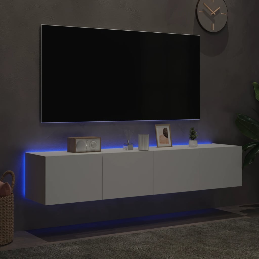 vidaXL Zidni TV ormarići s LED svjetlima 2 kom bijeli 80x35x31 cm