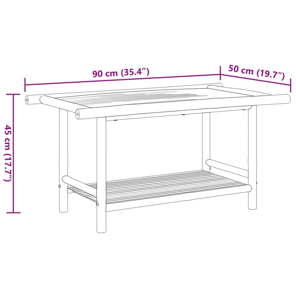 vidaXL Stolić za kavu 90 x 50 x 45 cm bambus