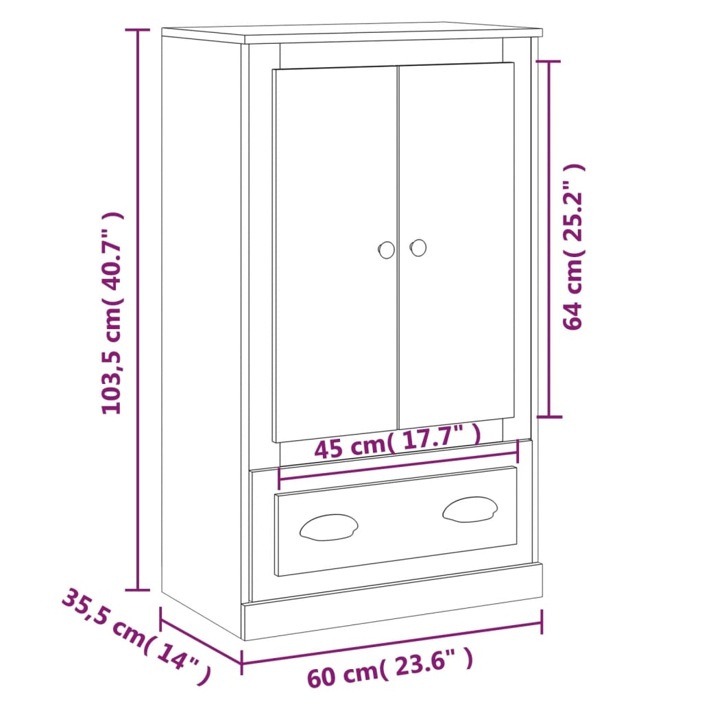 vidaXL Visoka komoda sjajna bijela 60x35,5x103,5 cm konstruiranog drva