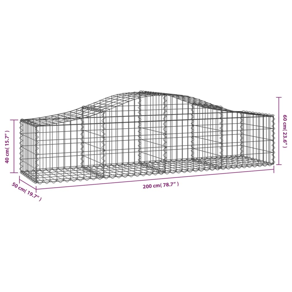 vidaXL Lučne gabionske košare 4 kom 200x50x40/60 cm pocinčano željezo