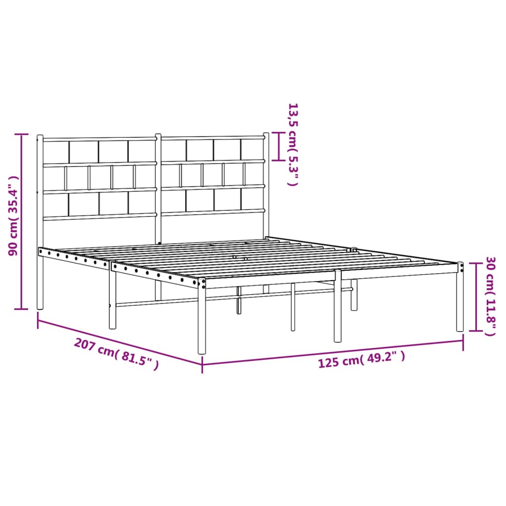 vidaXL Metalni okvir za krevet s uzglavljem bijeli 120x200 cm