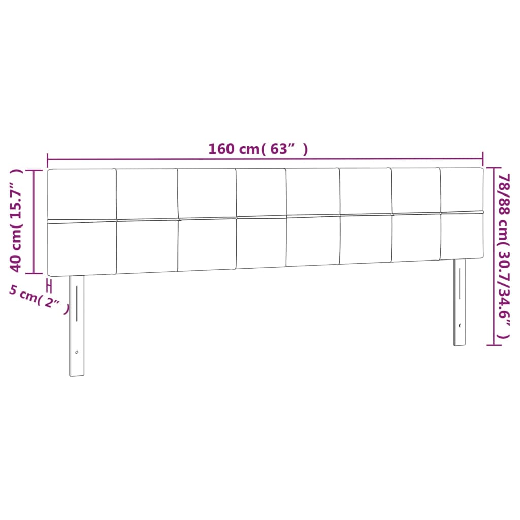 vidaXL Uzglavlja 2 kom crna 80x5x78/88 cm od tkanine