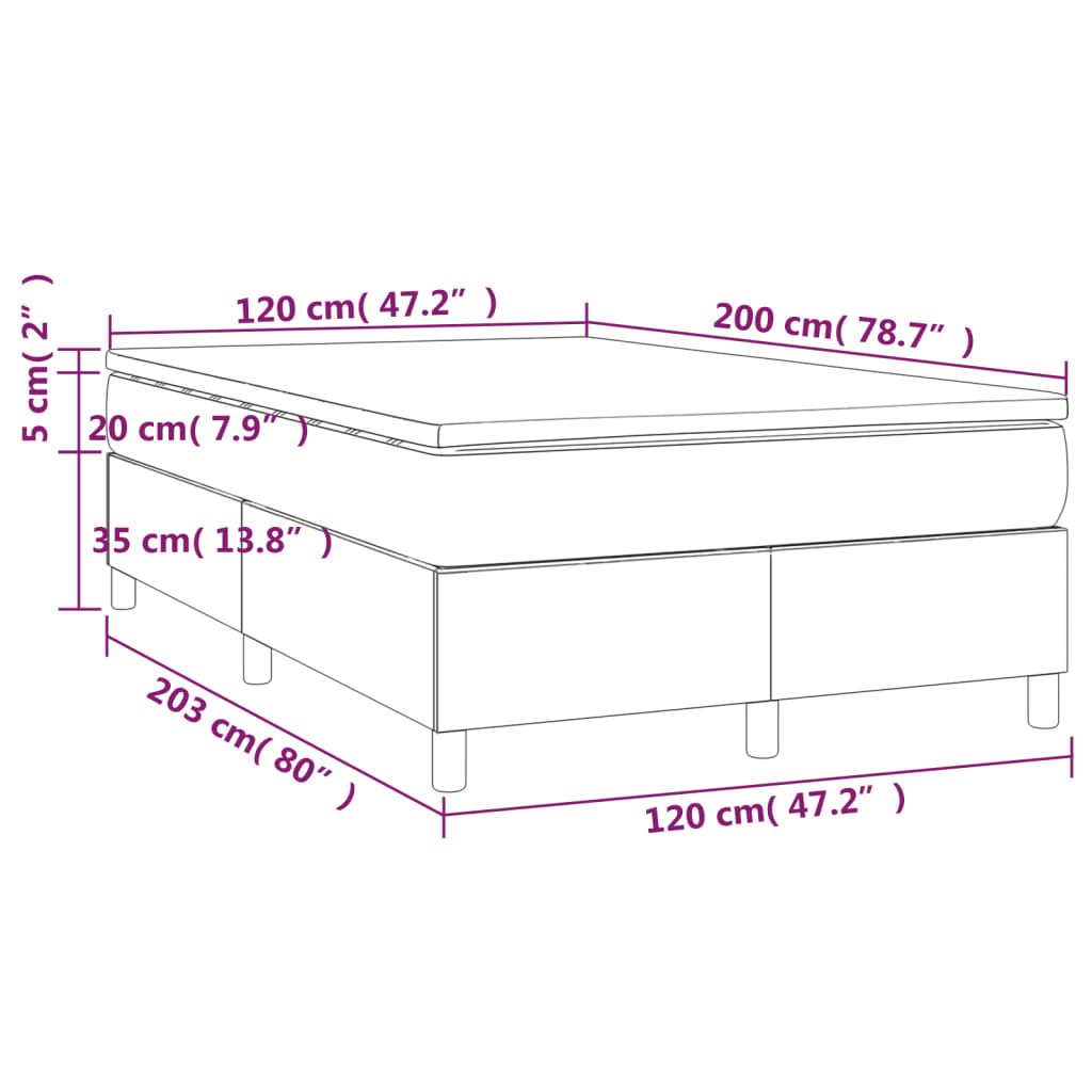 vidaXL Box spring krevet s madracem crni 120 x 200 cm baršunasti