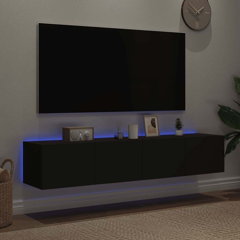 vidaXL Zidni TV ormarići s LED svjetlima 2 kom crni 80x35x31 cm