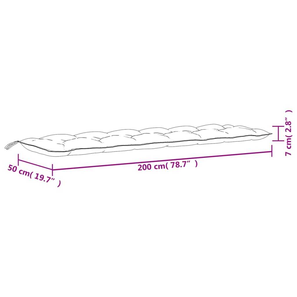 vidaXL Jastuk za vrtnu klupu višebojni 200 x 50 x 7 cm od tkanine