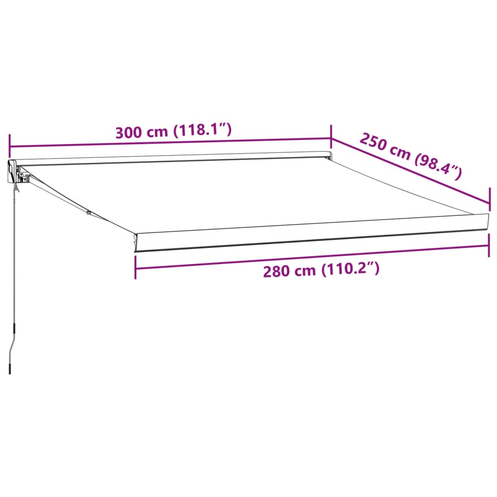 vidaXL Tenda na uvlačenje antracit i bijela 3x2,5 m tkanina i aluminij