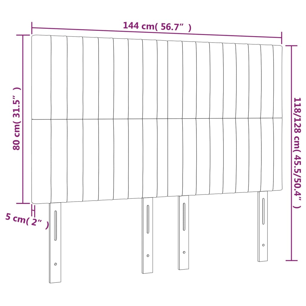 vidaXL Uzglavlja 4 kom krem 72 x 5 x 78/88 cm od tkanine