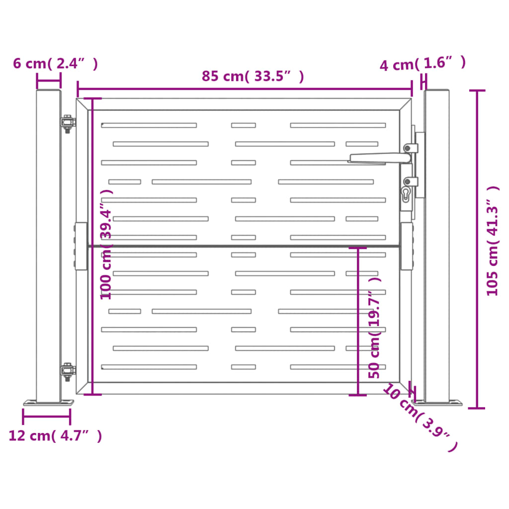 vidaXL Vrtna vrata antracit 105 x 105 cm čelična četvrtasti dizajn