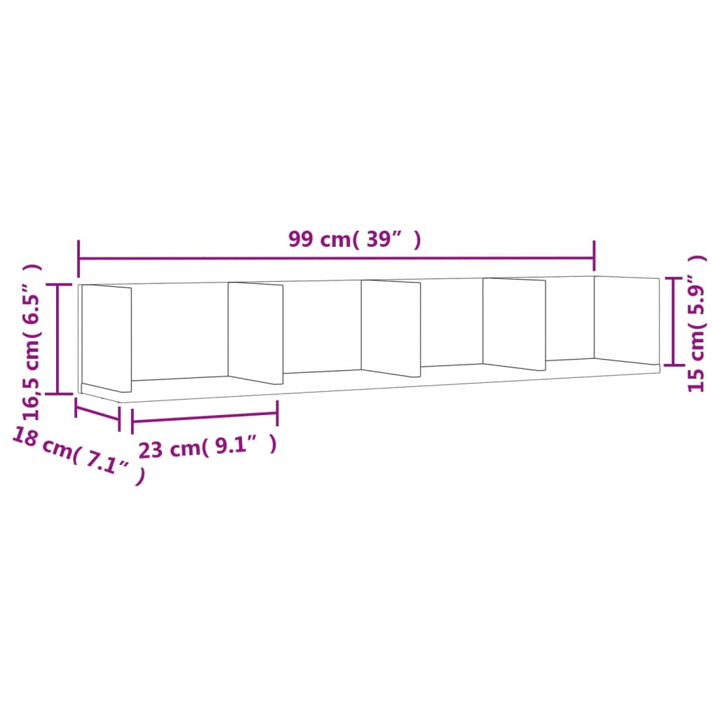 vidaXL Zidni ormarići 2 kom boja hrasta 99x18x16,5cm konstruirano drvo