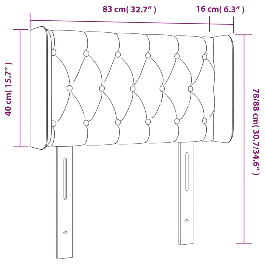 vidaXL LED uzglavlje tamnosivo 83x16x78/88 cm baršunasto