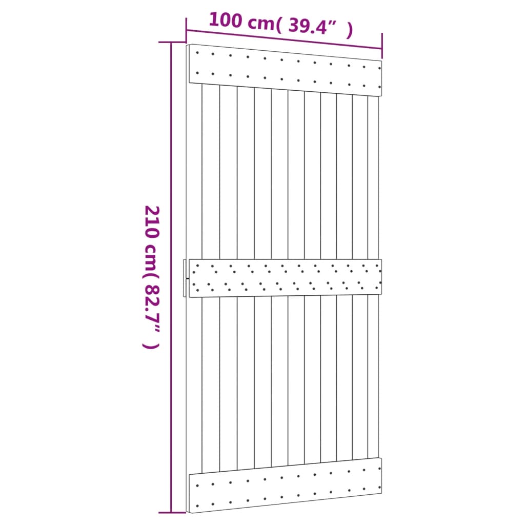 vidaXL Klizna vrata s priborom za montažu 100x210 cm masivna borovina