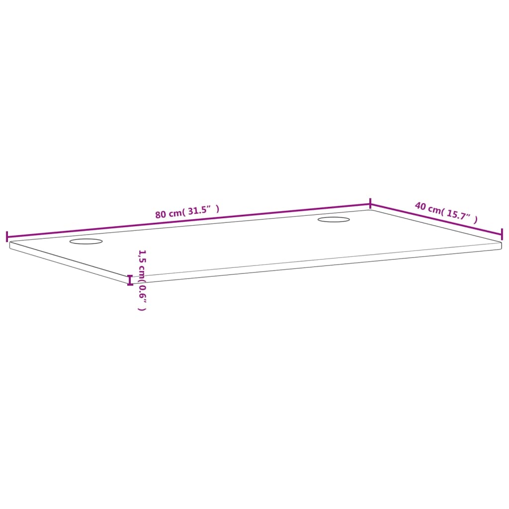 vidaXL Ploča za radni stol 80 x 40 x 1,5 cm od masivne bukovine