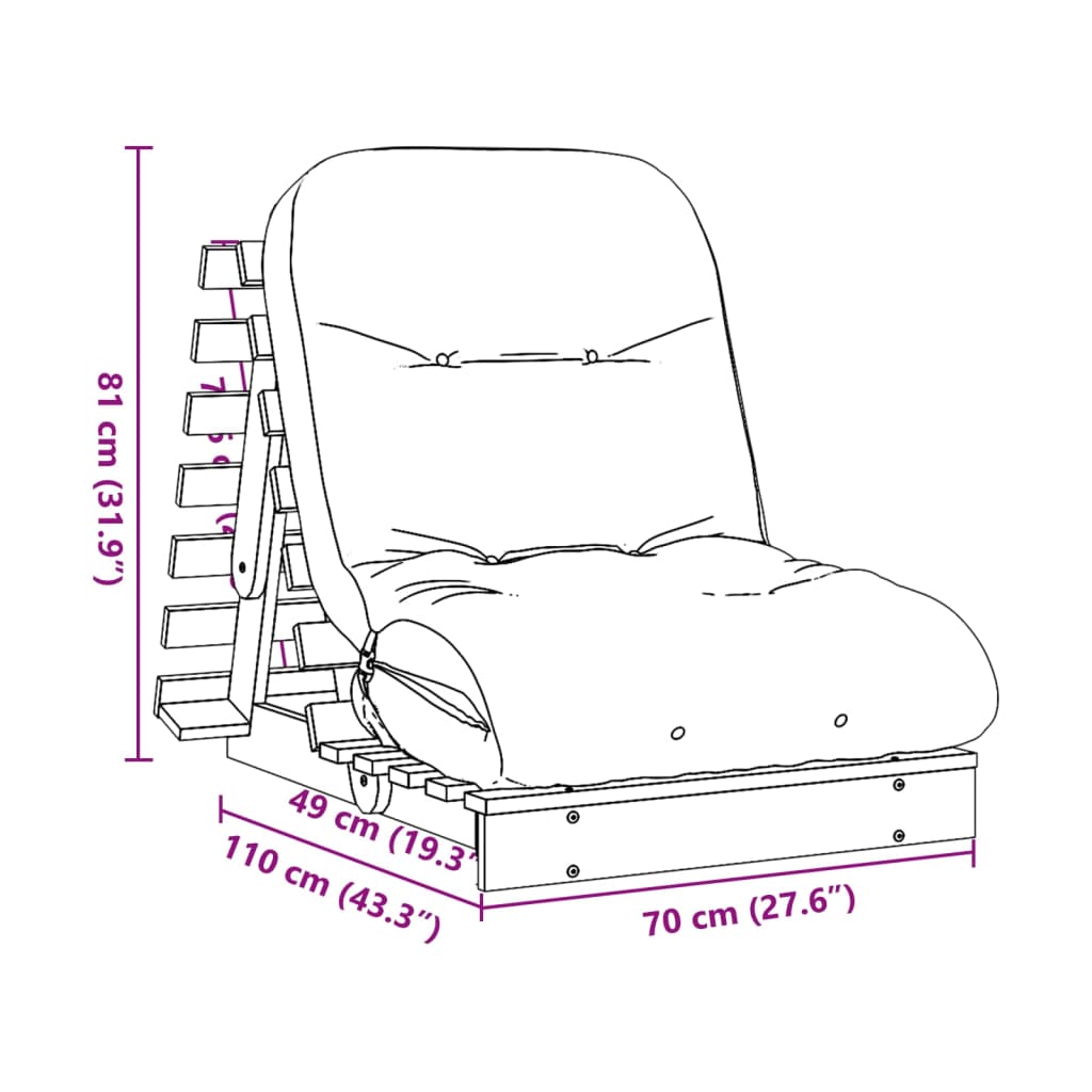 vidaXL Futon na razvlačenje s madracem 70x206x11 cm masivna duglazija