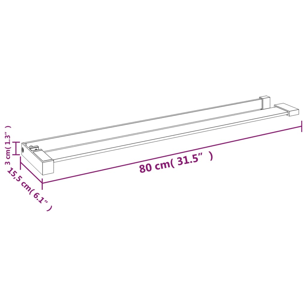 vidaXL Polica za zid tuš-kabine crna 80 cm aluminijska