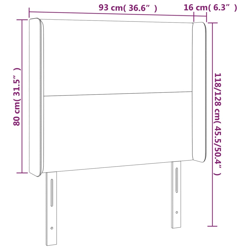 vidaXL LED uzglavlje tamnosmeđe 93x16x118/128 cm od tkanine