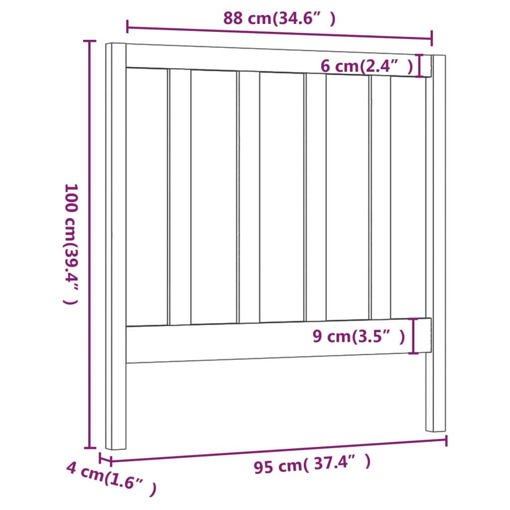 vidaXL Uzglavlje za krevet 95 x 4 x 100 cm od masivne borovine