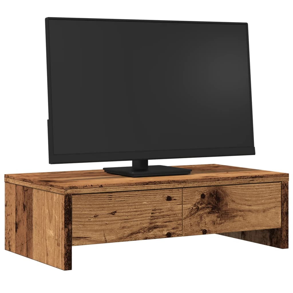 vidaXL Stalak za monitor s ladicama boja drva 50 x 27 x 15 cm drveni