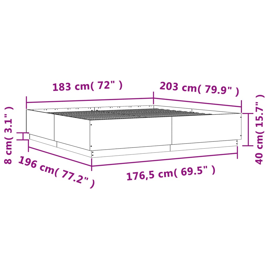 vidaXL Okvir za krevet boja hrasta 180x200 cm konstruirano drvo