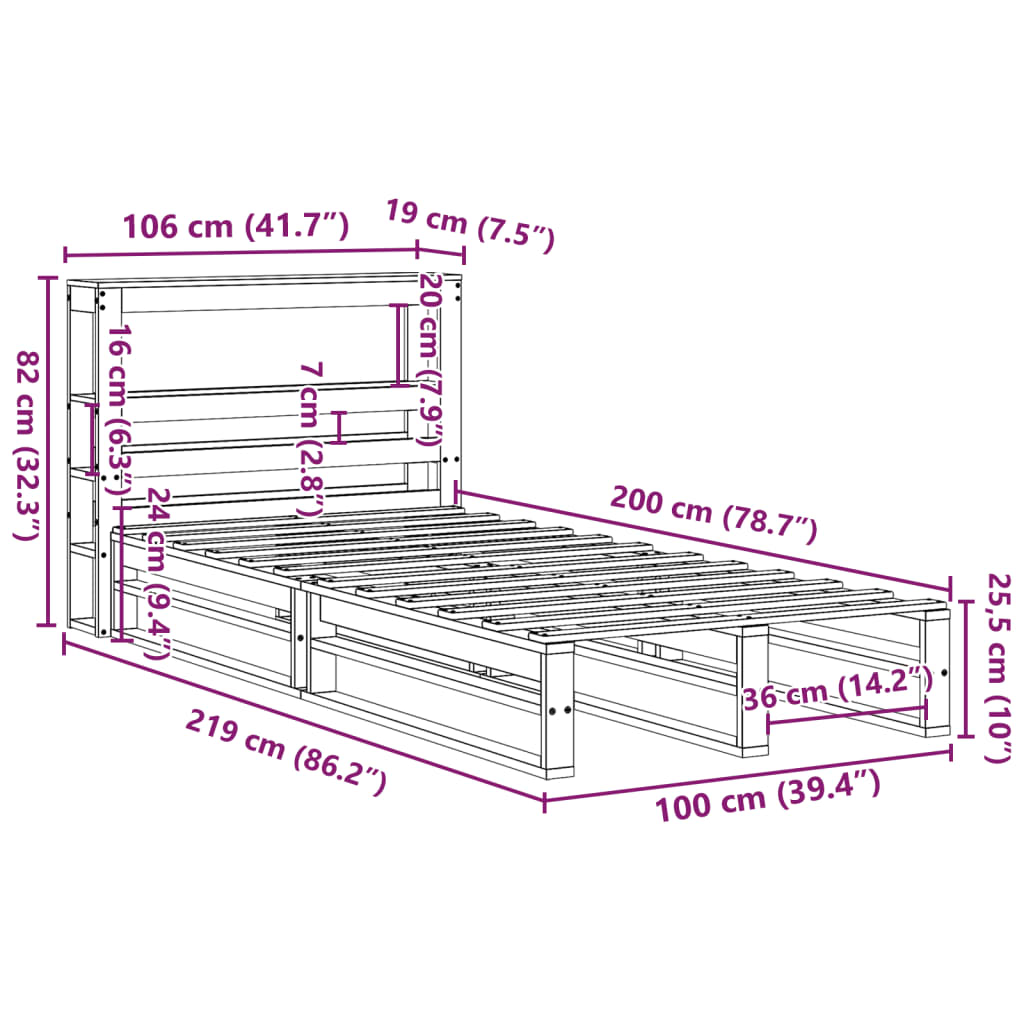 vidaXL Okvir kreveta bez madraca 100x200 cm konstruirano drvo