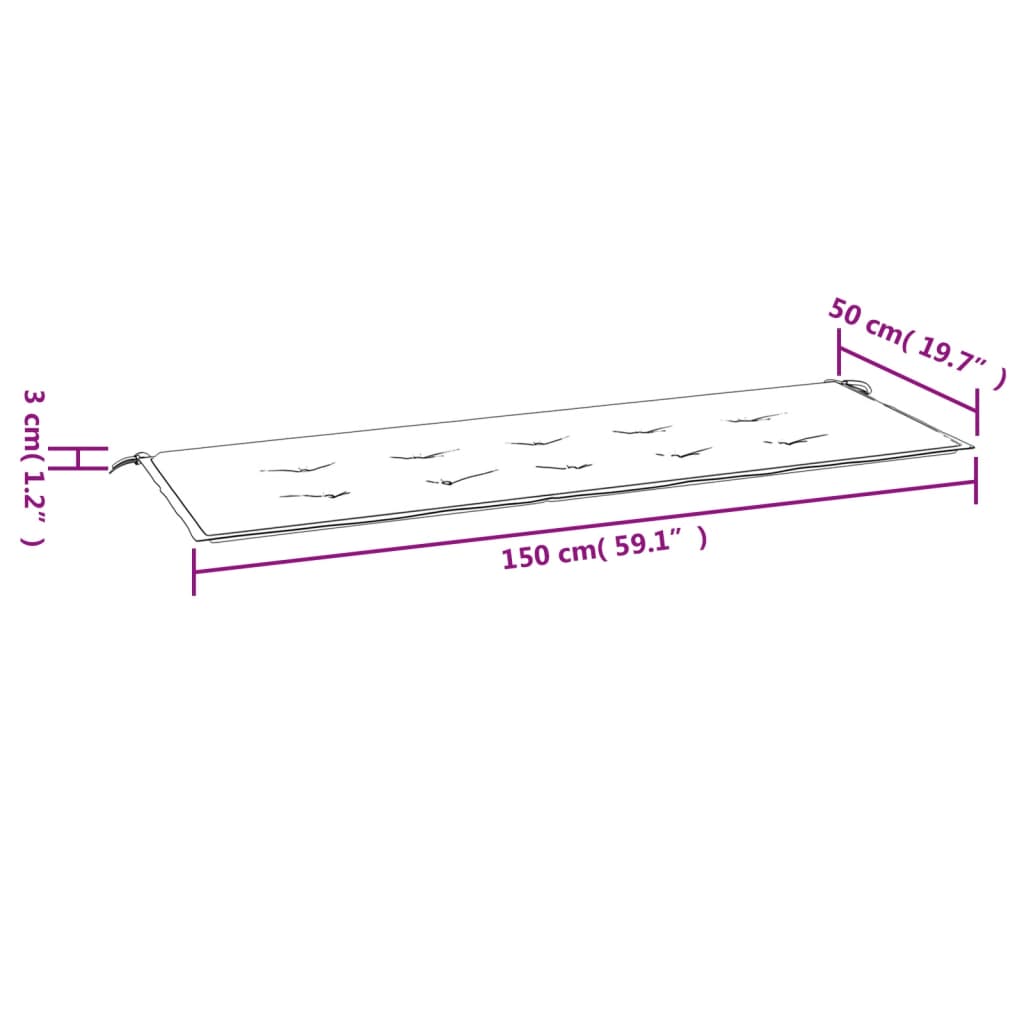 vidaXL Jastuk za vrtnu klupu višebojni 150 x 50 x 3 cm tkanina Oxford