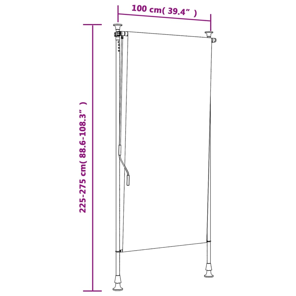 vidaXL Vanjska roleta plavo-bijela 100 x 270 cm od tkanine i čelika