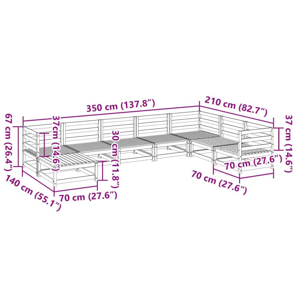 vidaXL 8-dijelni set vrtnih sofa od impregnirane borovine