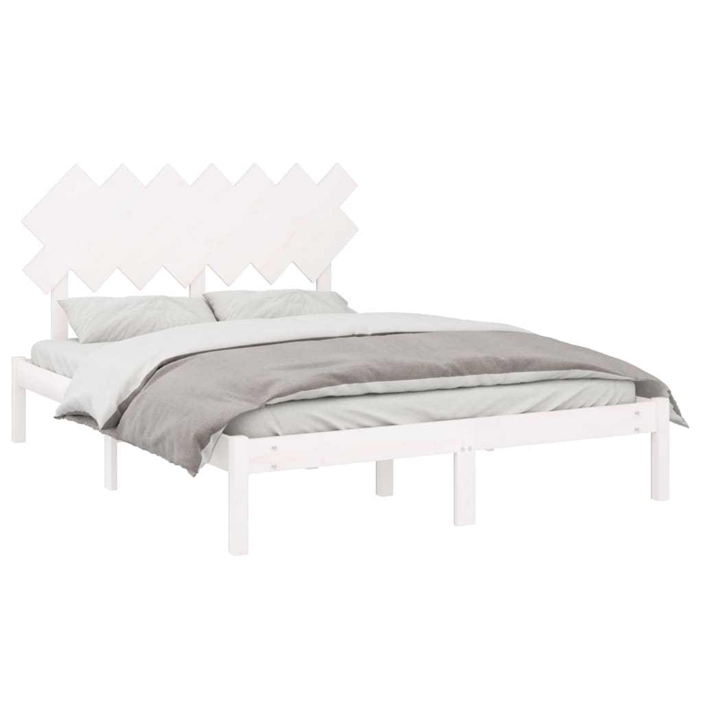 vidaXL Okvir za krevet bijela 140x190 cm od masivnog drva