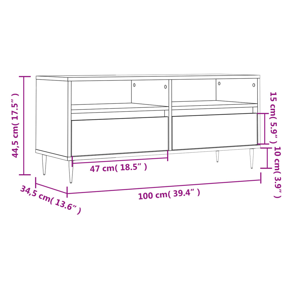 vidaXL TV ormarić sjajni bijeli 100x34,5x44,5 cm od konstruiranog drva