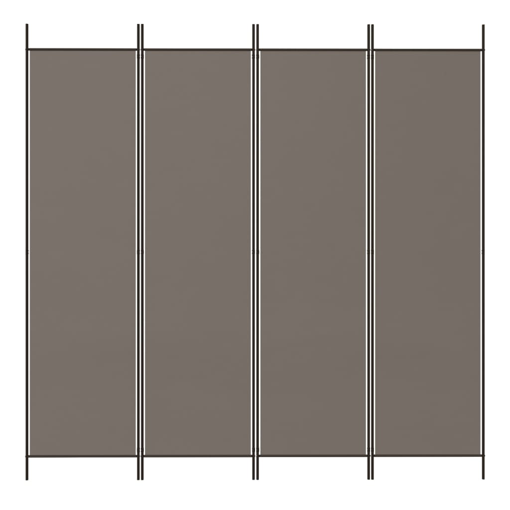 vidaXL Sobna pregrada s 4 panela antracit 698 x 180 cm od tkanine