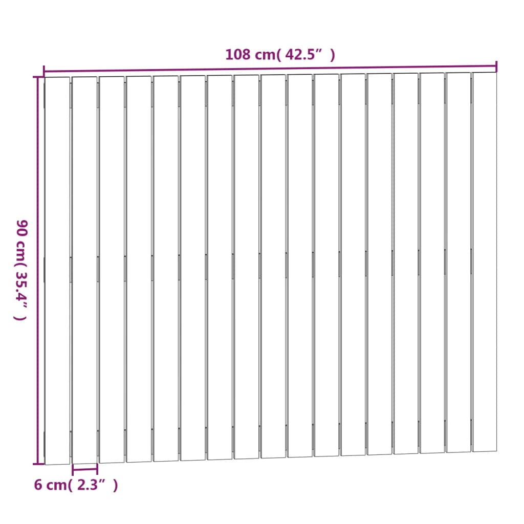 vidaXL Zidno uzglavlje sivo 108 x 3 x 90 cm od masivne borovine