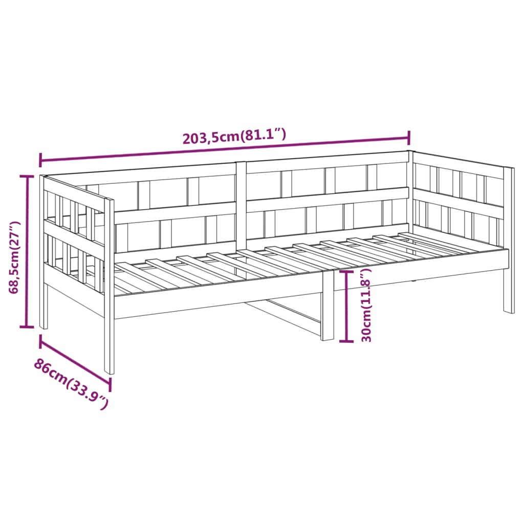 vidaXL Dnevni ležaj od masivne borovine smeđa boja meda 80 x 200 cm