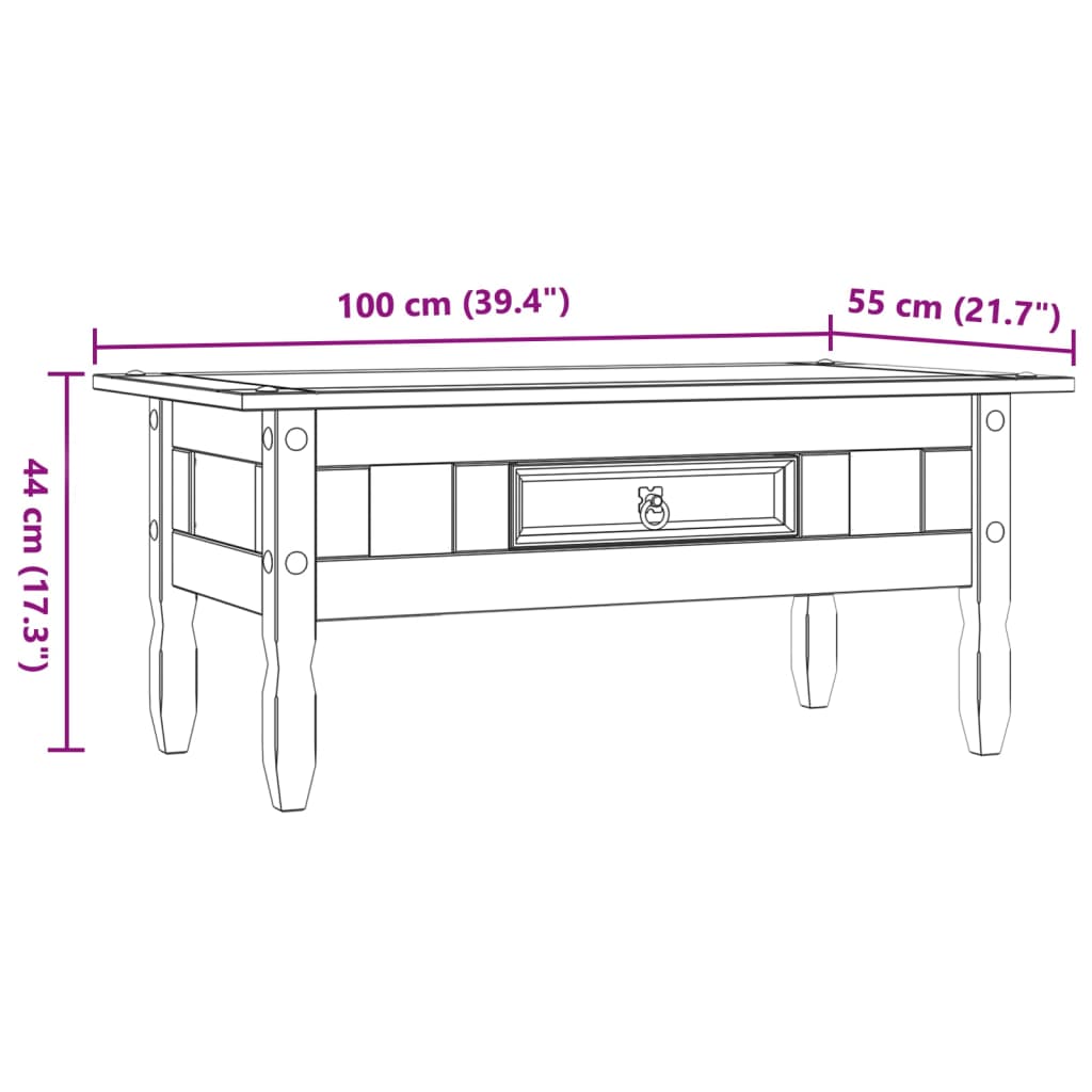 vidaXL Stolić za kavu od borovine asortiman Corona sivi 100x55x44 cm