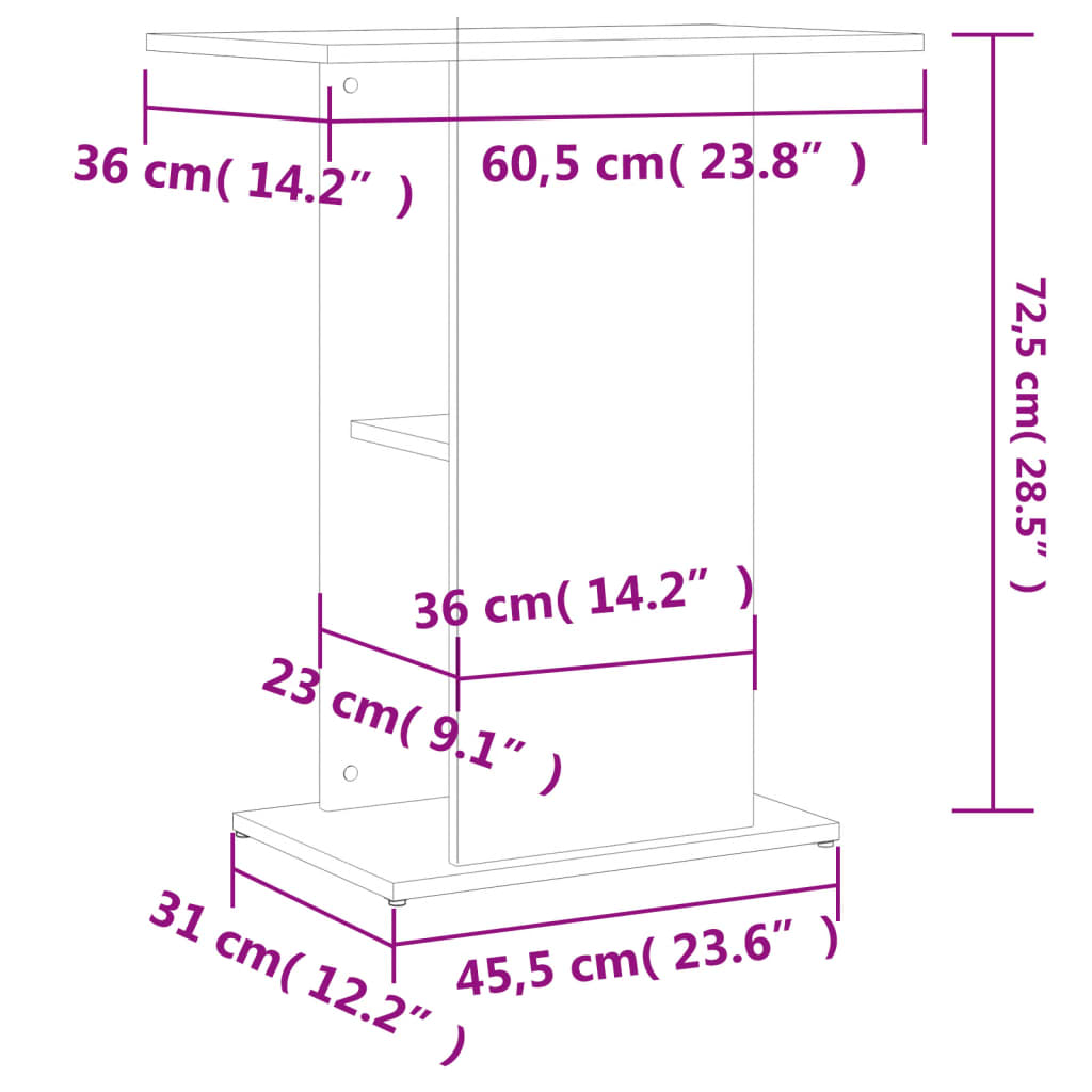 vidaXL Stalak za akvarij boja hrasta 60,5x36x72,5 cm konstruirano drvo