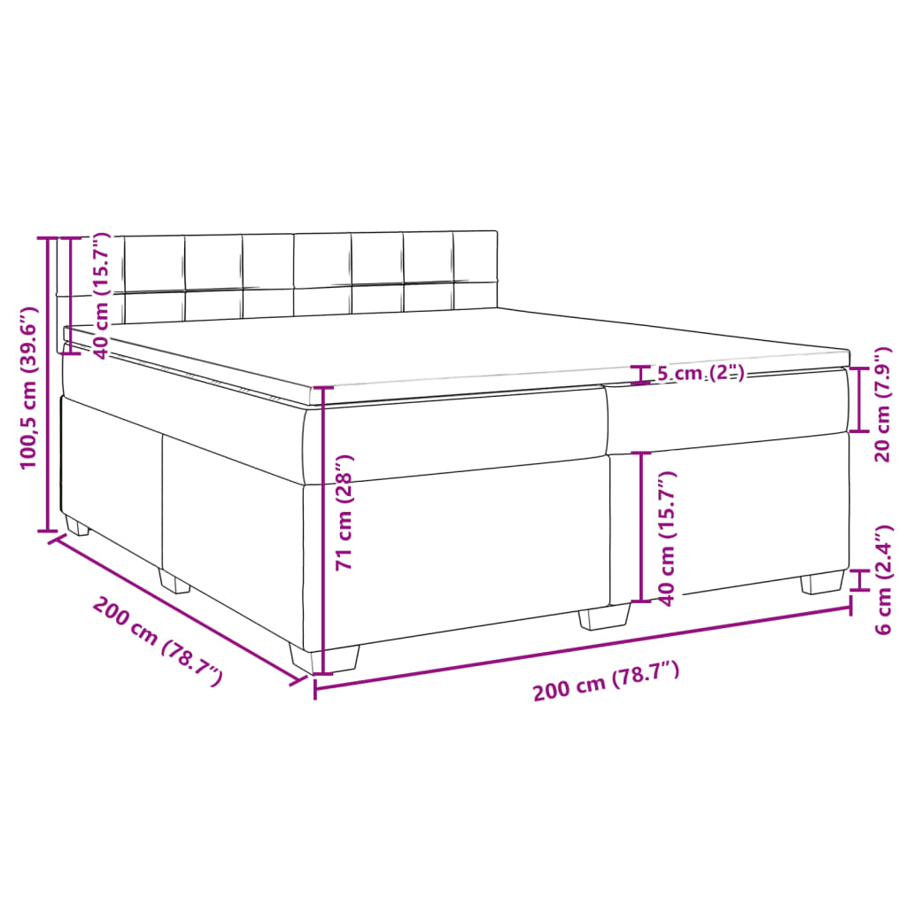 vidaXL Krevet s oprugama i madracem svjetlosivi 200 x 200cm od tkanine