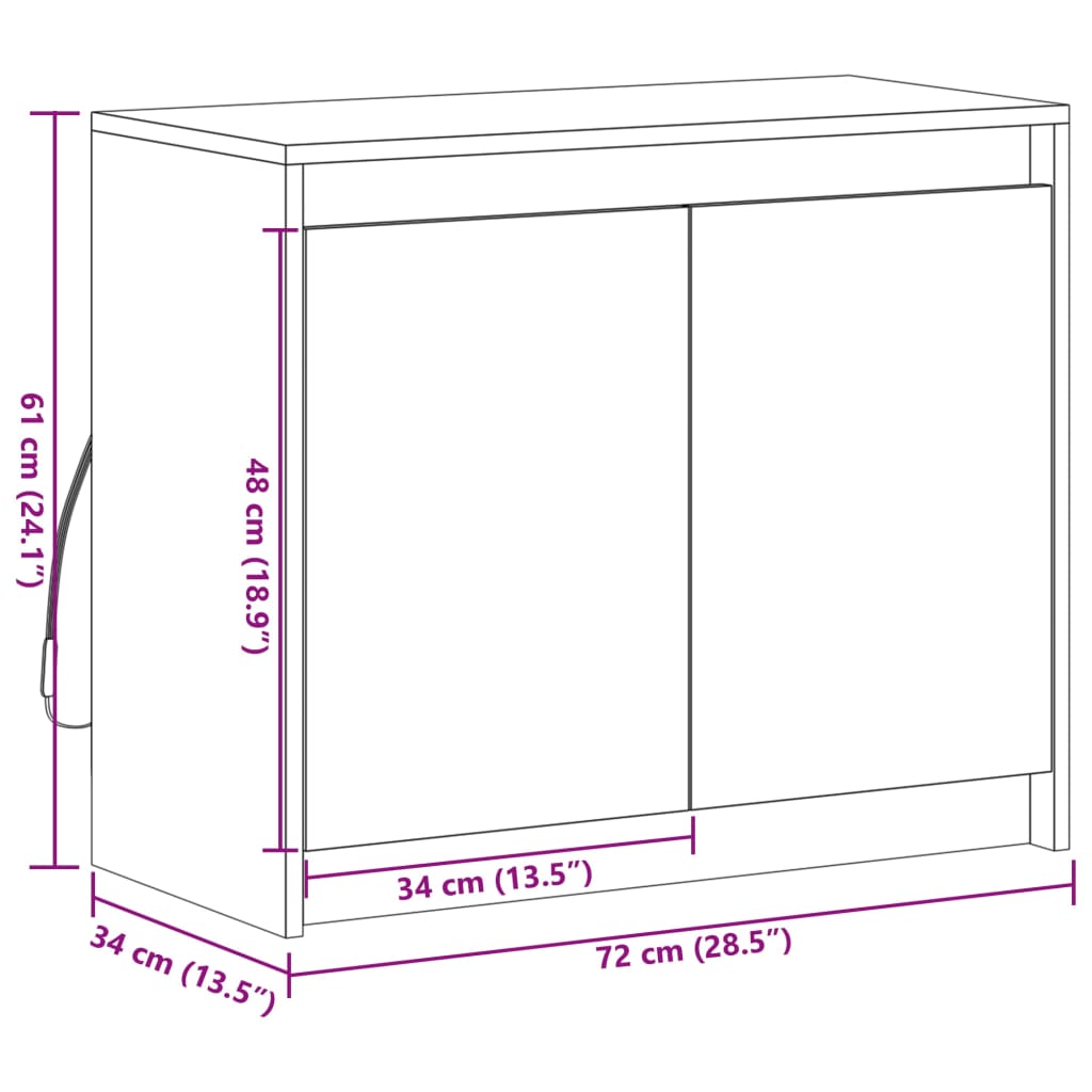 vidaXL Komoda s LED boja hrasta sonome 72x34x61 cm konstruirano drvo