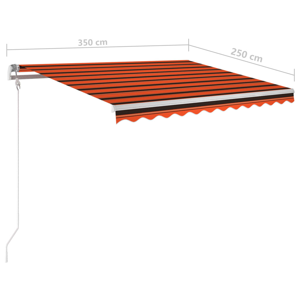 vidaXL Automatska tenda na uvlačenje 3,5 x 2,5 m narančasto-smeđa