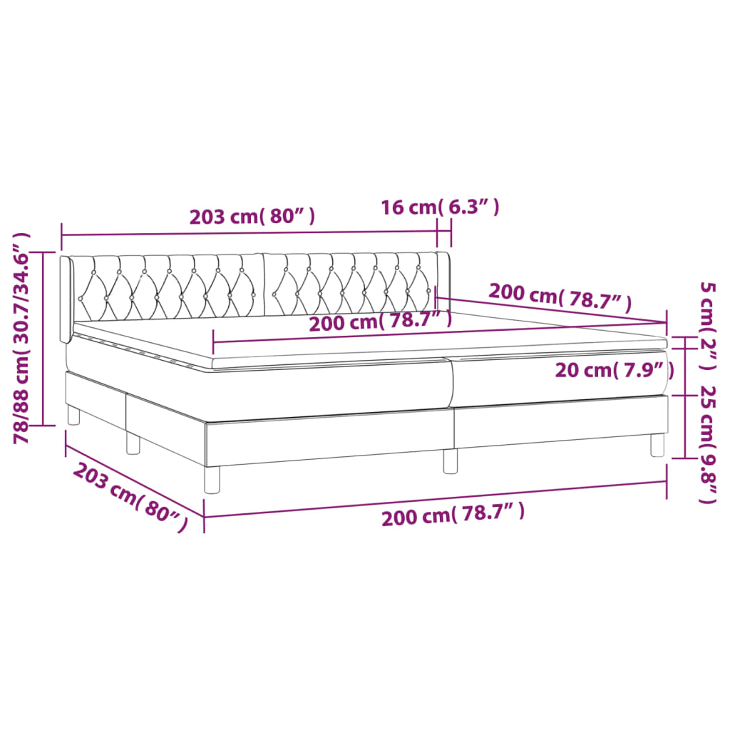 vidaXL Krevet s oprugama i madracem smeđesivi 200x200 cm od tkanine