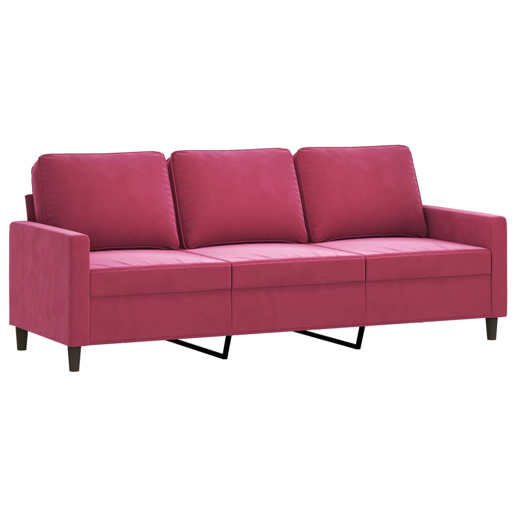 vidaXL 4-dijelni set sofa s jastucima crvena boja vina baršunasti