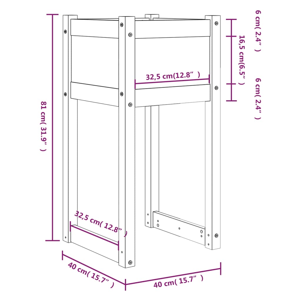 vidaXL Sadilice 2 kom crne 40x40x81 cm od masivne borovine