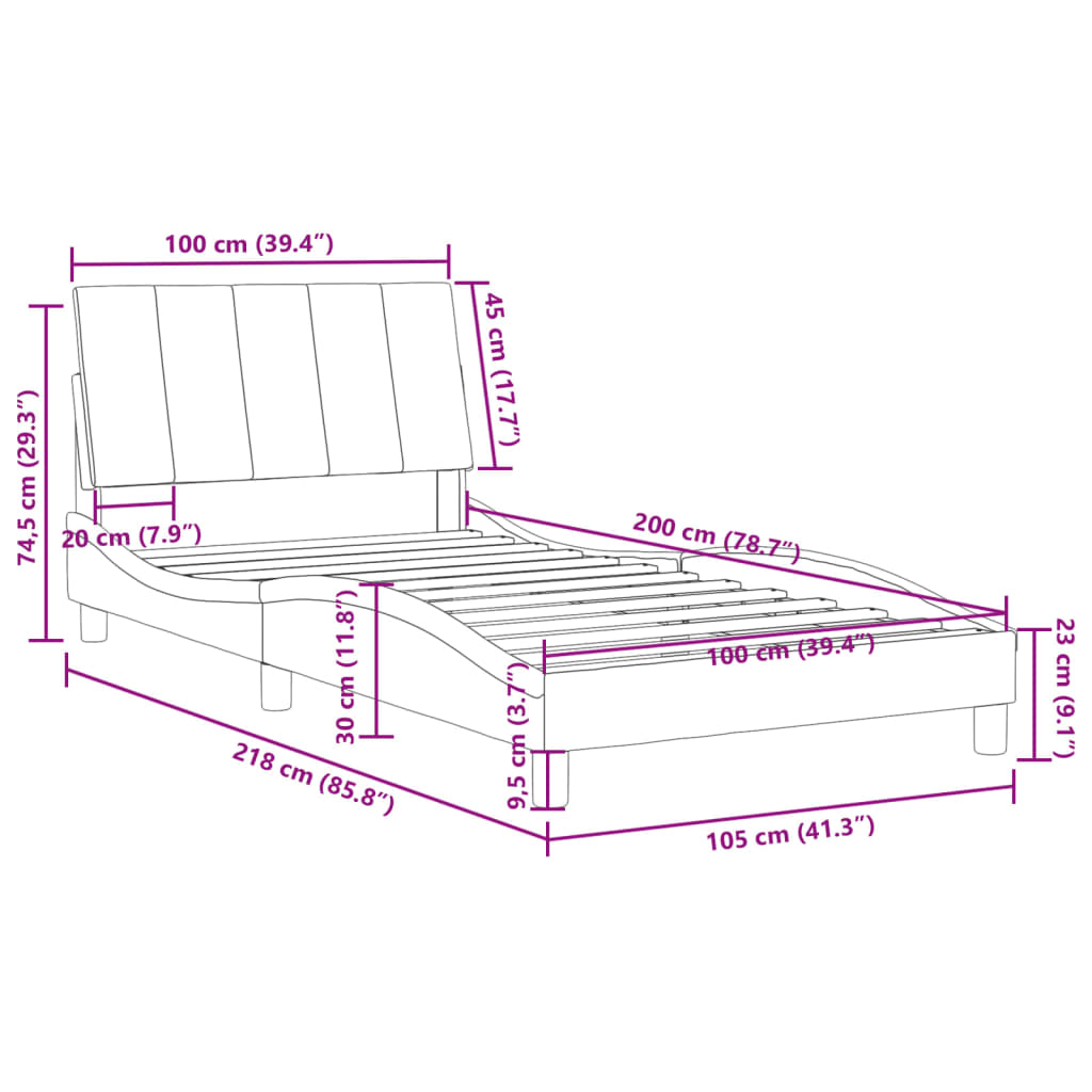 vidaXL Okvir za krevet s uzglavljem tamnozeleni 100x200 cm baršunasti