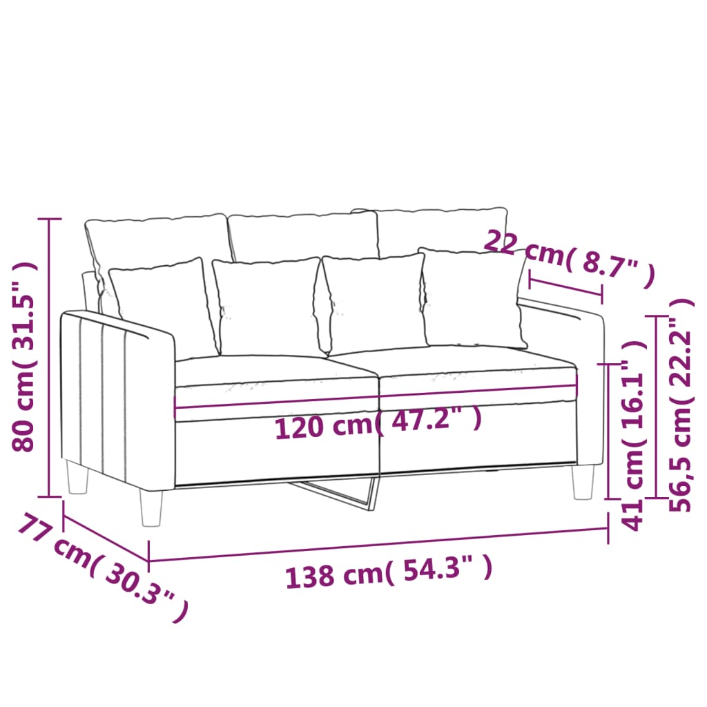 vidaXL Dvosjed svjetlosivi 120 cm baršunasti