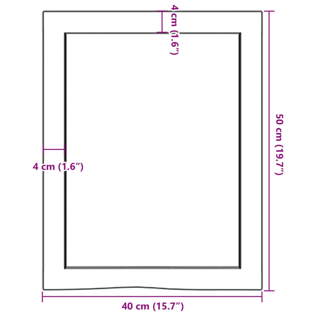 vidaXL Kupaonska radna ploča 40x50x(2-4) cm netretirano masivno drvo