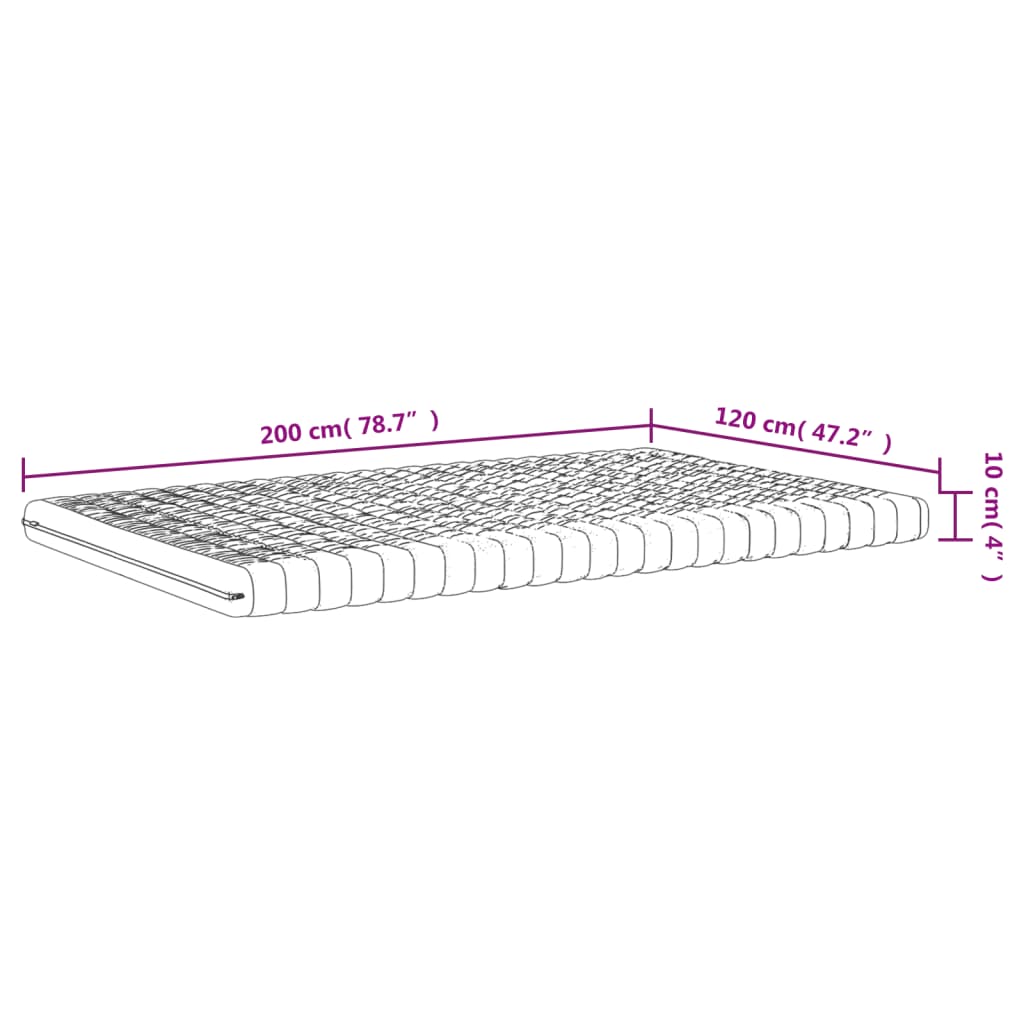 vidaXL Madrac od pjene bijeli 120 x 200 cm 7 zona tvrdoća 20 ILD