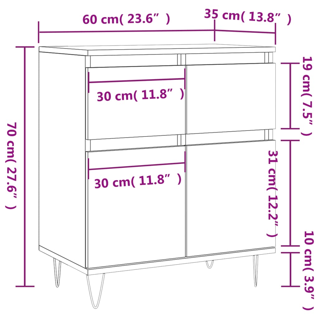 vidaXL Komoda siva boja betona 60x35x70 cm od konstruiranog drva