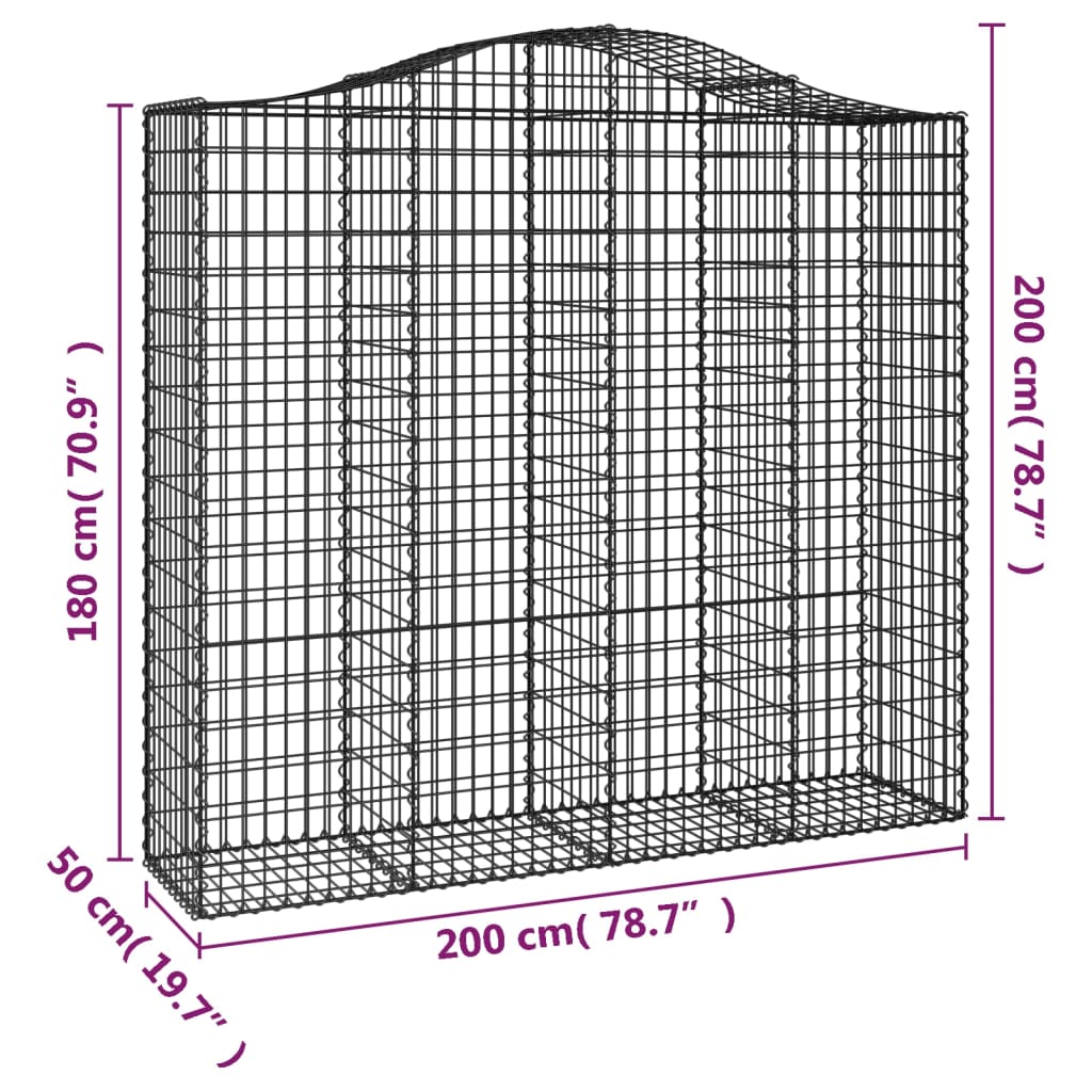 vidaXL Lučne gabionske košare 3 kom 200x50x180/200cm pocinčano željezo